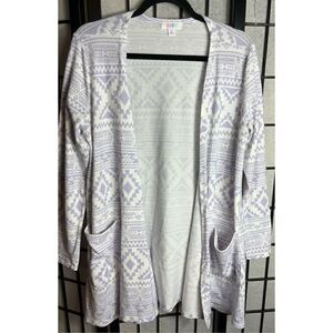 LulaRoe Purple/White Aztec Caroline Cardigan Sweate